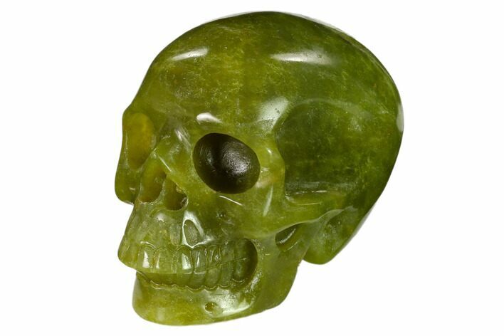 Realistic, Polished Jade (Nephrite) Skull #151136